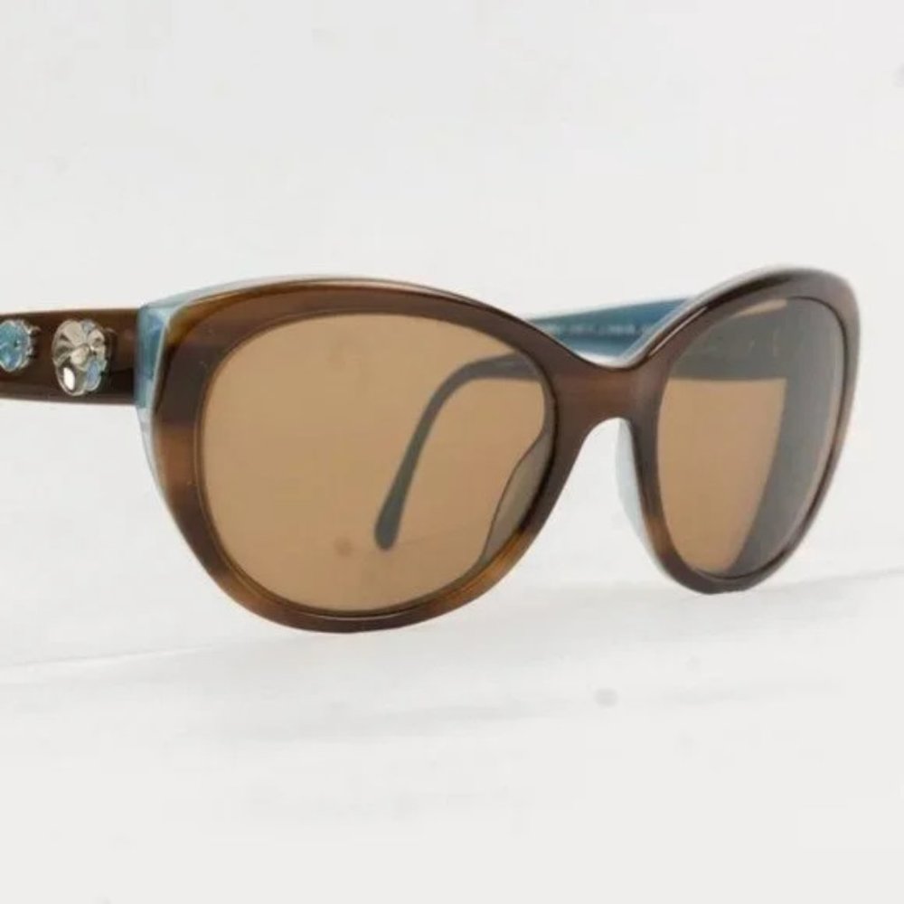 Chanel Blue Camelia and Horn Sunglasses - Picture 2 of 6